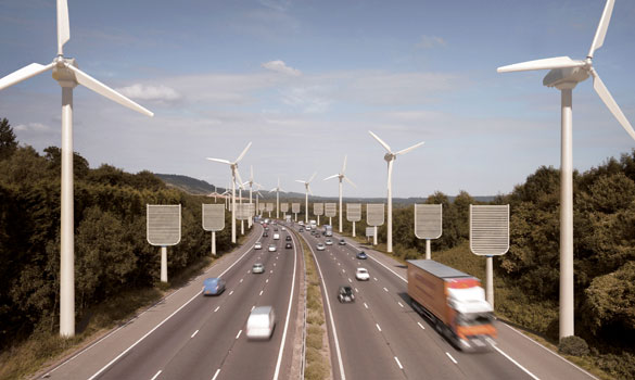 Artificial trees in road